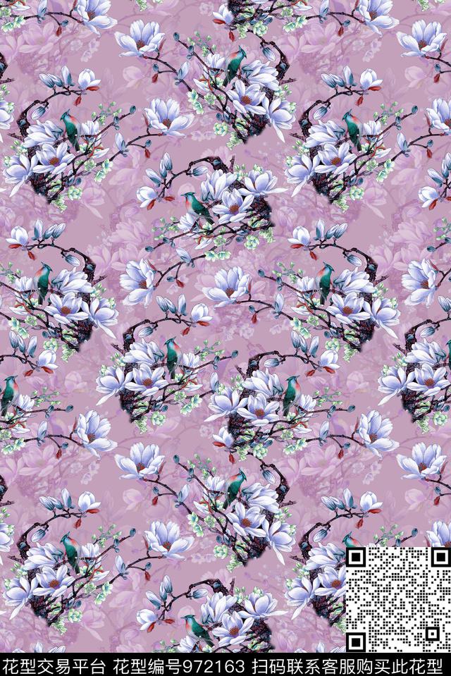 女装花鸟中国风数码印花华亿平台下载（图片编号: 972163） - 瓦栏（Walan）