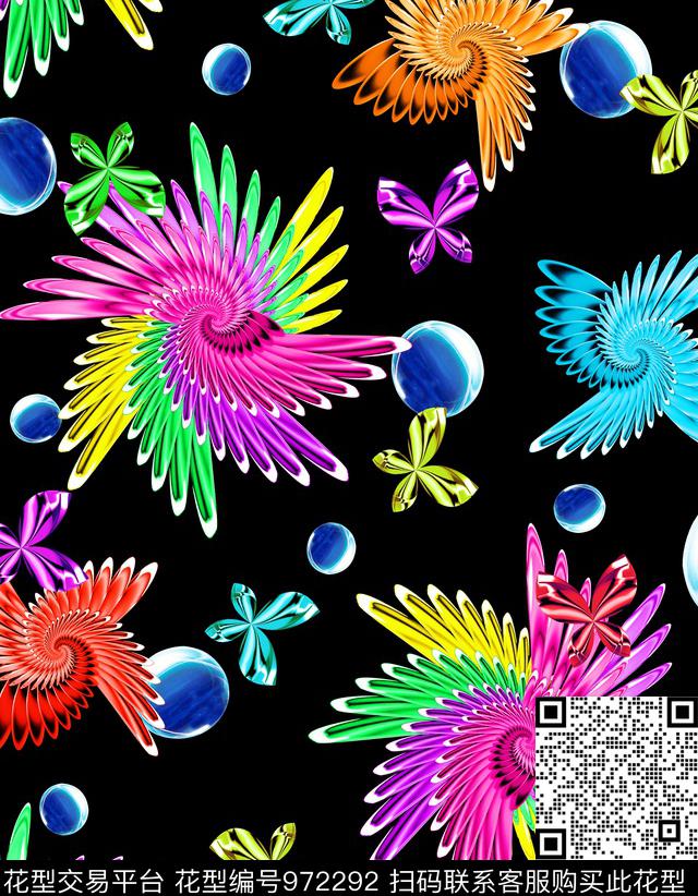 时尚潮流水彩抽象抽象分形数码印花华亿平台下载（图片编号: 972292） - 瓦栏（Walan）