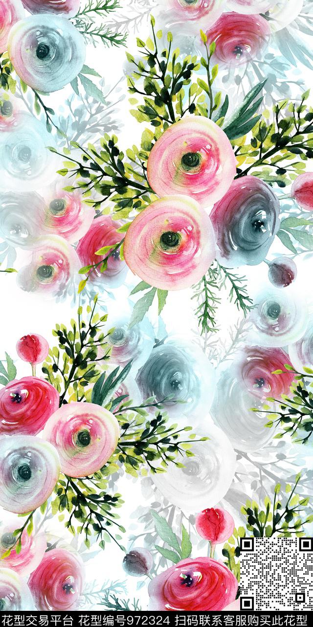 数码华亿平台淑女复古数码印花华亿平台下载（图片编号: 972324） - 瓦栏（Walan）