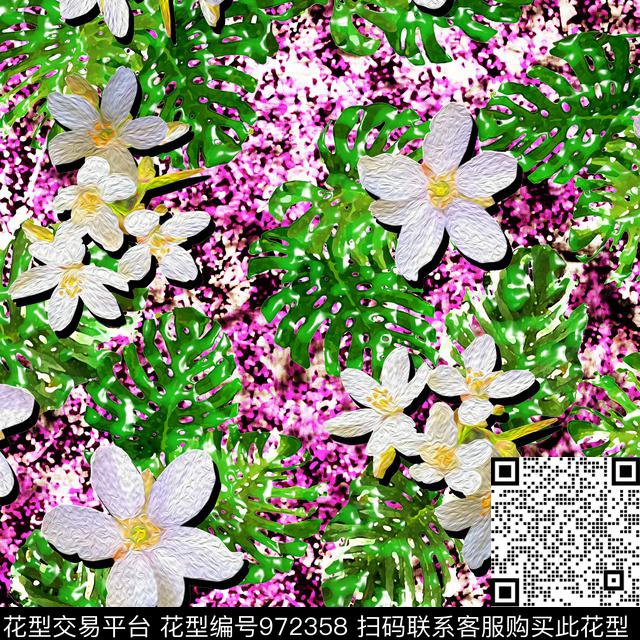 数码华亿平台花卉大牌风数码印花华亿平台下载（图片编号: 972358） - 瓦栏（Walan）