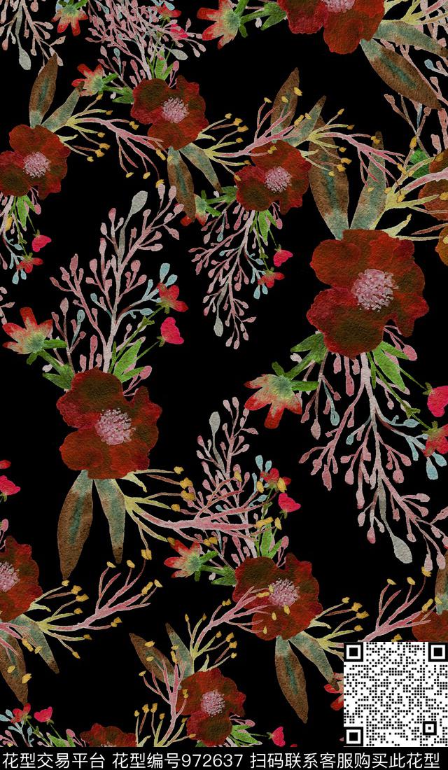 数码华亿平台植物彩底花卉数码印花华亿平台下载（图片编号: 972637） - 瓦栏（Walan）
