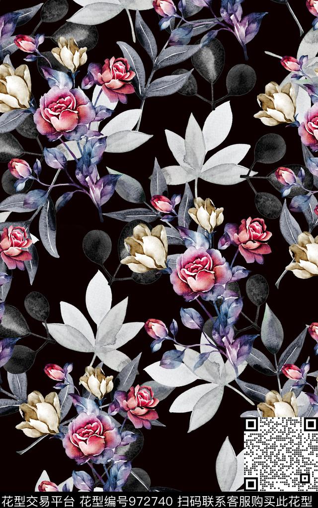 数码华亿平台抽象花卉数码印花华亿平台下载（图片编号: 972740） - 瓦栏（Walan）