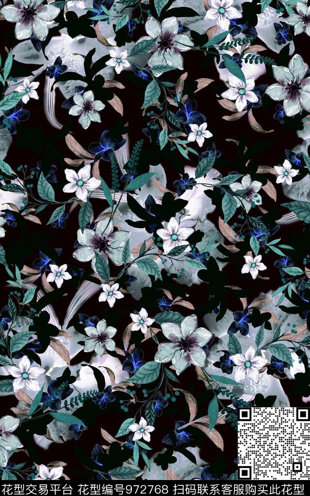 民族风花卉复古数码印花华亿平台下载（图片编号: 972768） - 瓦栏（Walan）