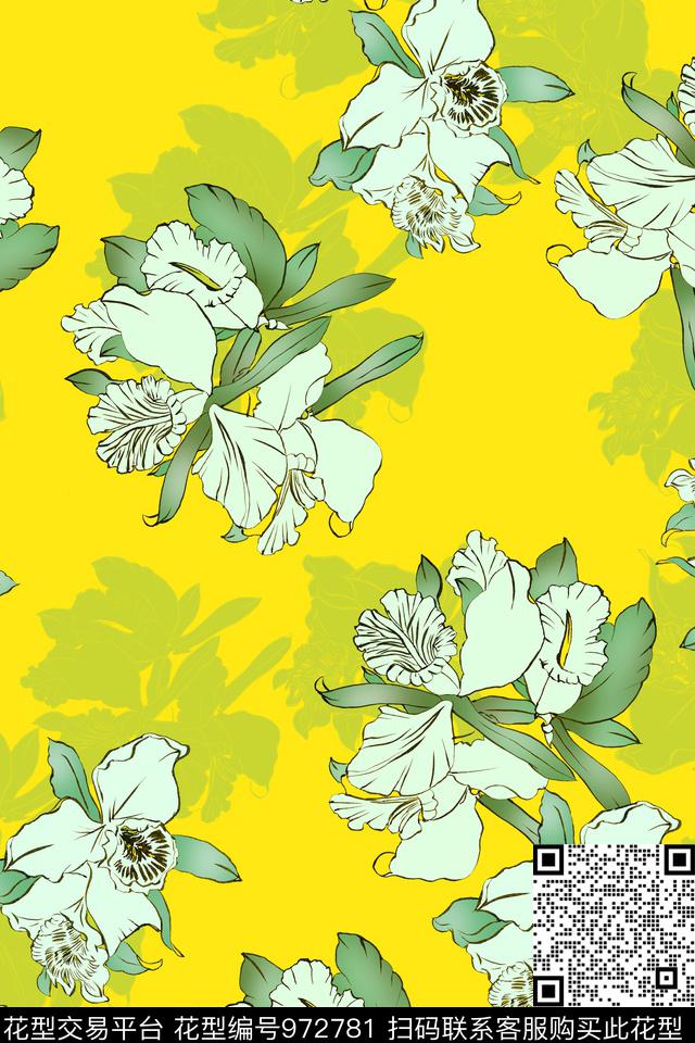 传统华亿平台植物大花传统印花华亿平台下载（图片编号: 972781） - 瓦栏（Walan）