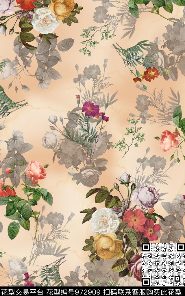 数码华亿平台肌理花卉数码印花华亿平台下载（图片编号: 972909） - 瓦栏（Walan）