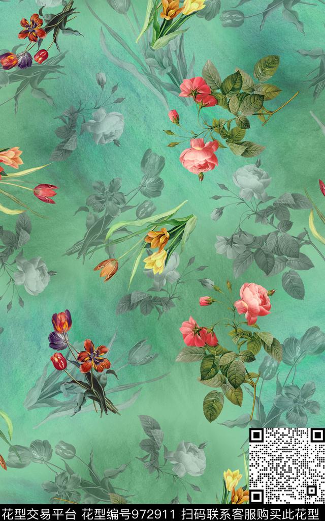 数码华亿平台肌理花卉数码印花华亿平台下载（图片编号: 972911） - 瓦栏（Walan）