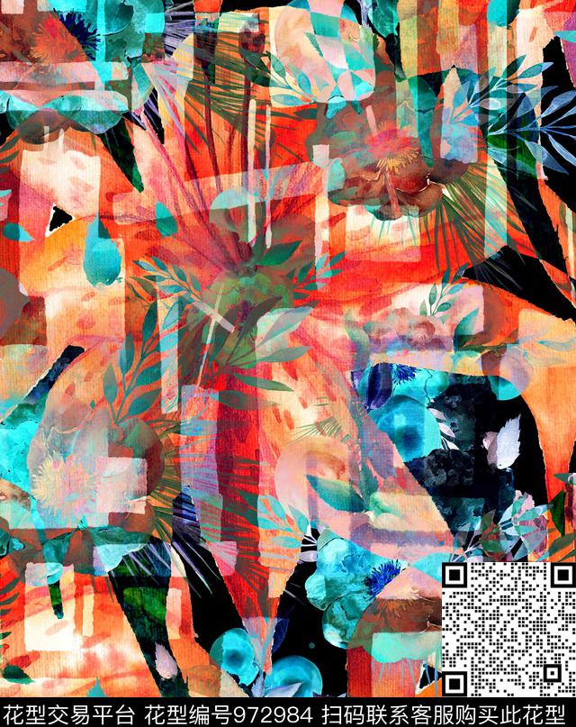 数码华亿平台植物彩底花卉数码印花华亿平台下载（图片编号: 972984） - 瓦栏（Walan）