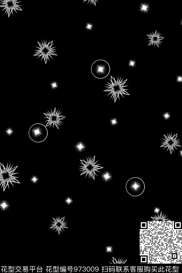 星星简约男装黑白男装数码印花华亿平台下载（图片编号: 973009） - 瓦栏（Walan）