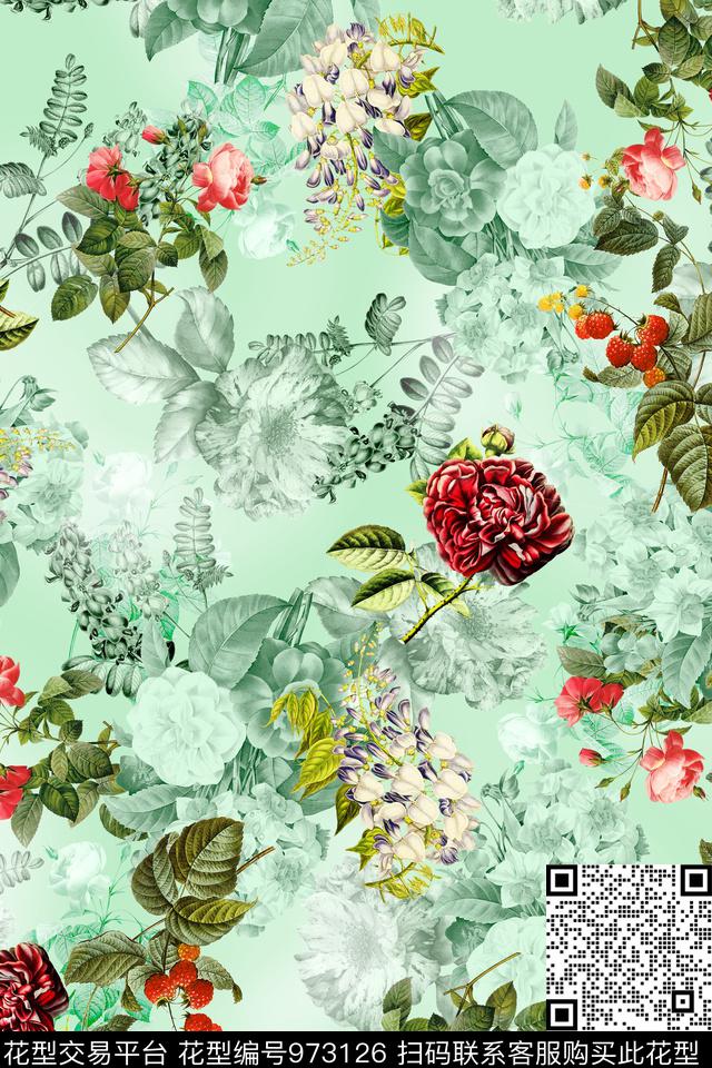 数码华亿平台肌理手绘花卉数码印花华亿平台下载（图片编号: 973126） - 瓦栏（Walan）