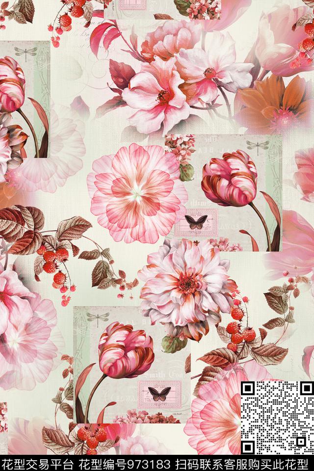 数码华亿平台肌理手绘花卉数码印花华亿平台下载（图片编号: 973183） - 瓦栏（Walan）