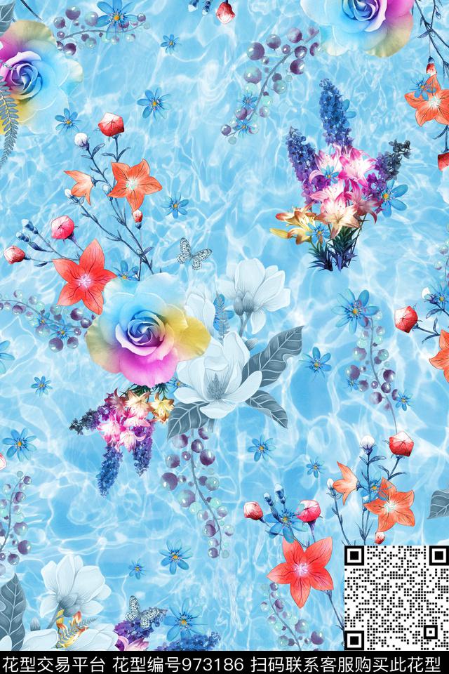 数码华亿平台肌理手绘花卉数码印花华亿平台下载（图片编号: 973186） - 瓦栏（Walan）