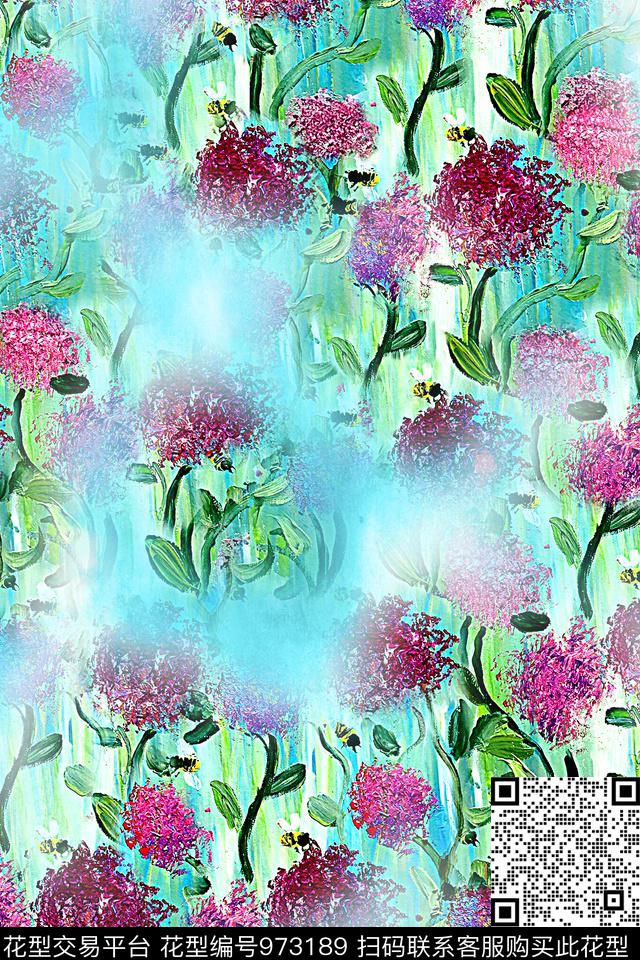 手绘花卉花卉油画华亿平台数码印花华亿平台下载（图片编号: 973189） - 瓦栏（Walan）