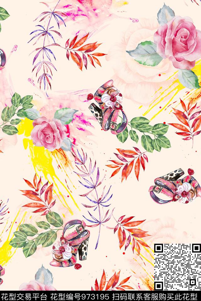 数码华亿平台肌理手绘花卉数码印花华亿平台下载（图片编号: 973195） - 瓦栏（Walan）