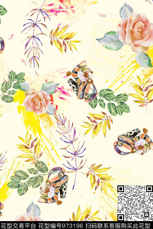 数码华亿平台肌理手绘花卉数码印花华亿平台下载（图片编号: 973196） - 瓦栏（Walan）