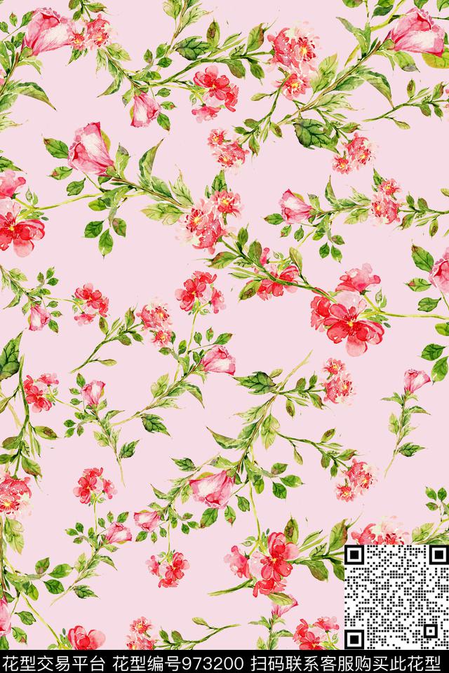 小碎花手绘花卉花卉传统印花华亿平台下载（图片编号: 973200） - 瓦栏（Walan）