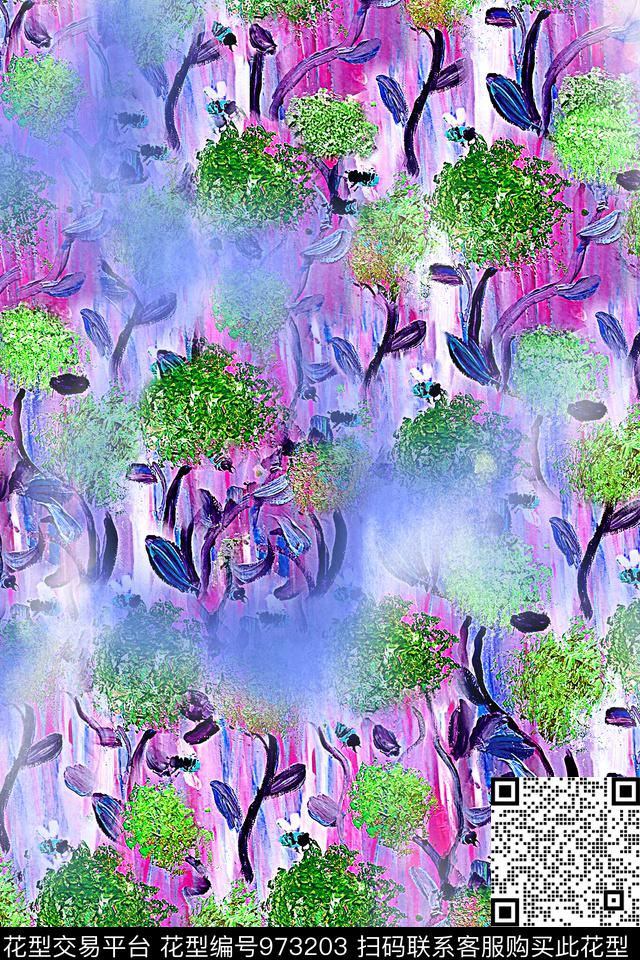 手绘花卉花卉油画华亿平台数码印花华亿平台下载（图片编号: 973203） - 瓦栏（Walan）