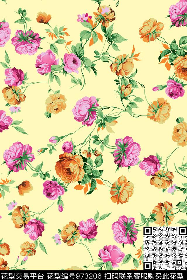 水彩花卉手绘花卉花卉传统印花华亿平台下载（图片编号: 973206） - 瓦栏（Walan）