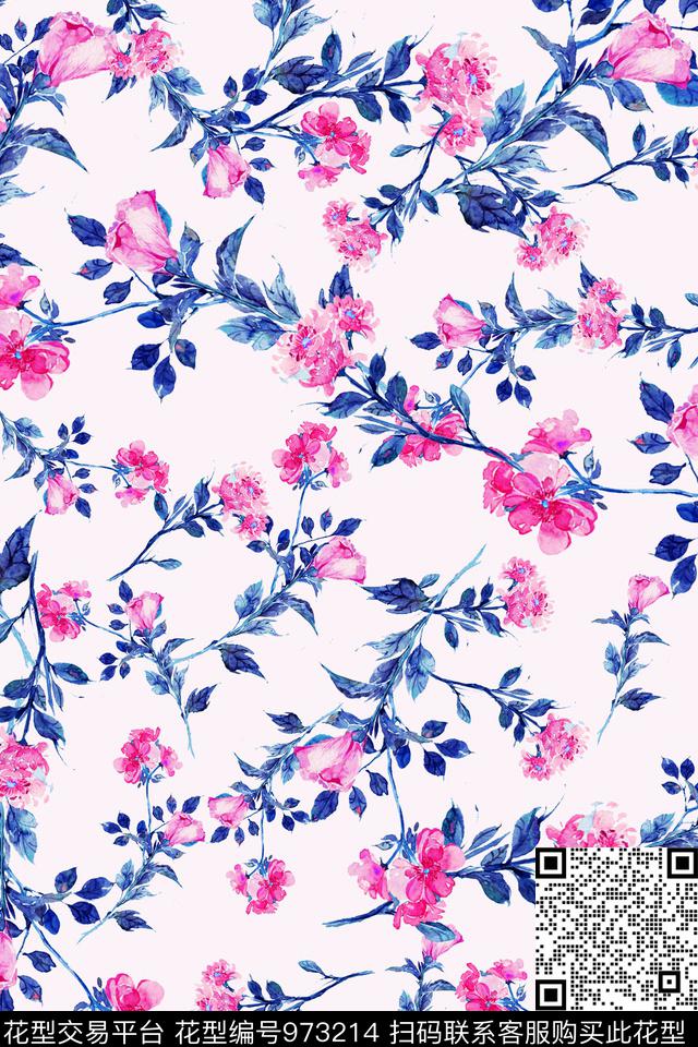 小碎花手绘花卉花卉传统印花华亿平台下载（图片编号: 973214） - 瓦栏（Walan）