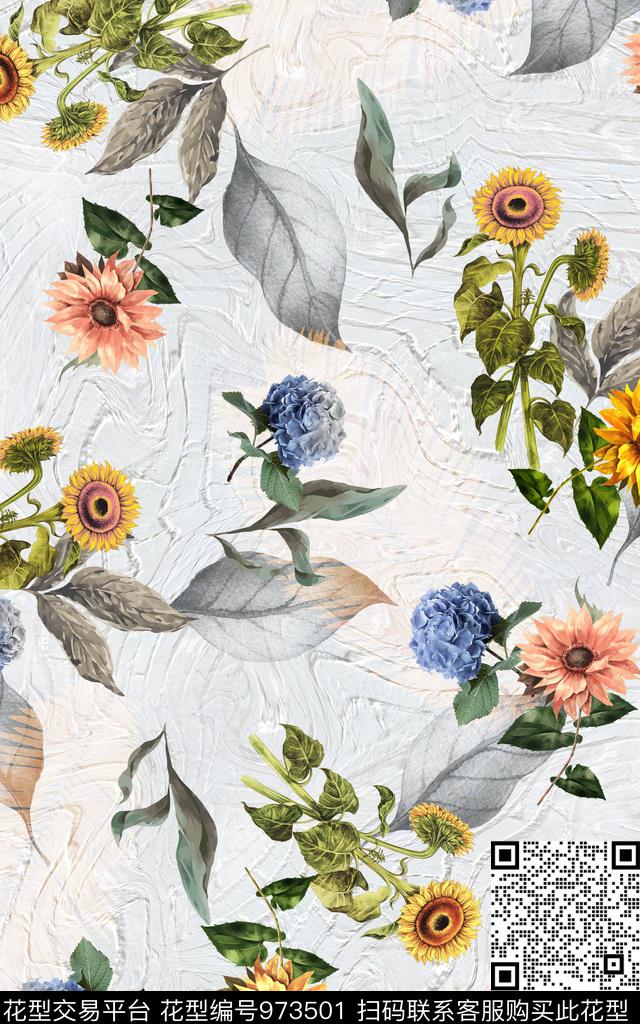 向日葵数码华亿平台肌理数码印花华亿平台下载（图片编号: 973501） - 瓦栏（Walan）