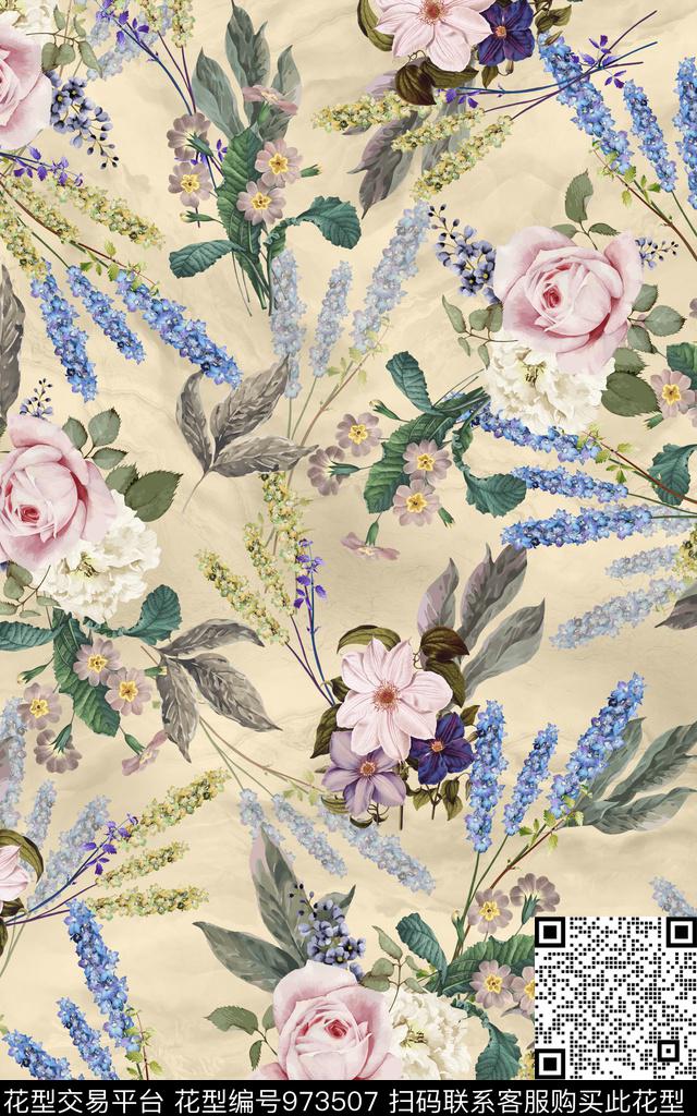 数码华亿平台肌理花卉数码印花华亿平台下载（图片编号: 973507） - 瓦栏（Walan）