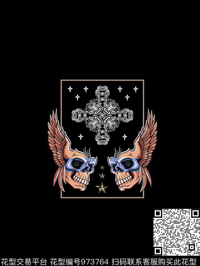 男T潮流男装骷髅数码印花华亿平台下载（图片编号: 973764） - 瓦栏（Walan）