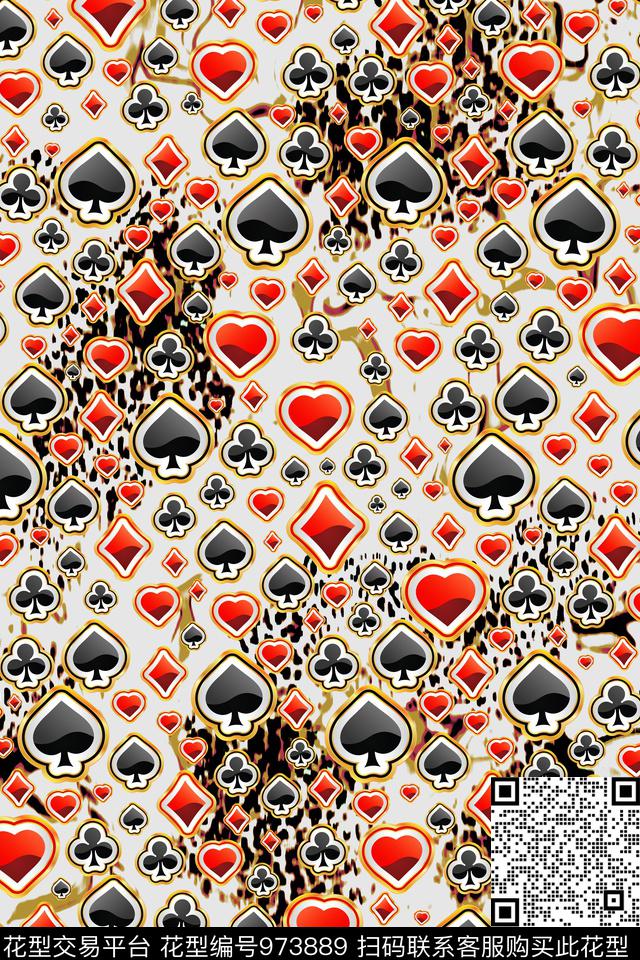趣味扑克数码印花华亿平台下载（图片编号: 973889） - 瓦栏（Walan）