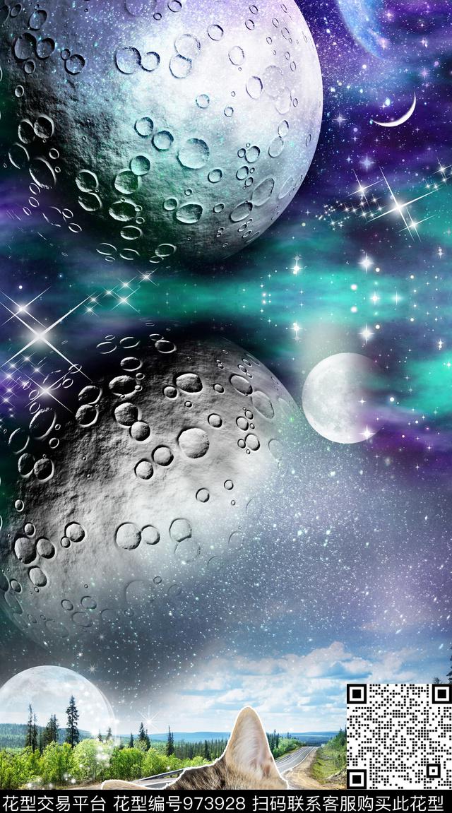 星空定位花动物数码印花华亿平台下载（图片编号: 973928） - 瓦栏（Walan）