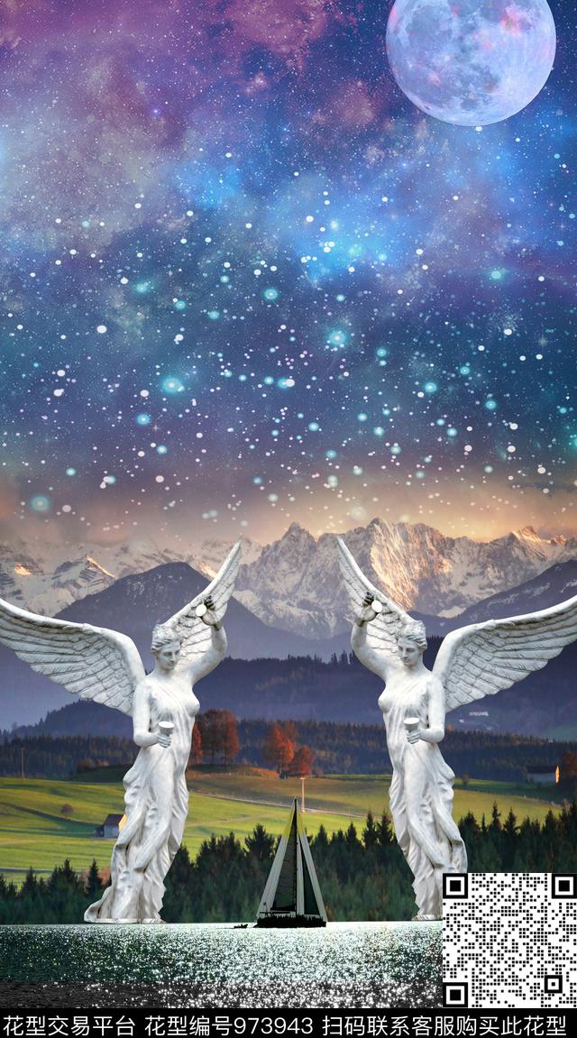 星空风景景观雕塑数码印花华亿平台下载（图片编号: 973943） - 瓦栏（Walan）
