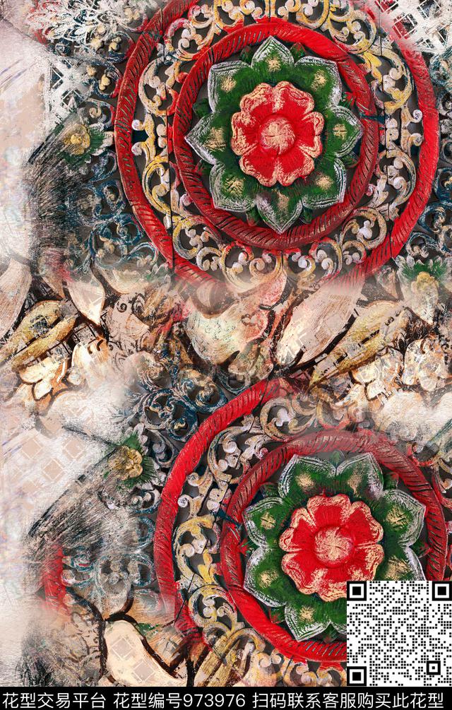 数码华亿平台花卉定位花数码印花华亿平台下载（图片编号: 973976） - 瓦栏（Walan）