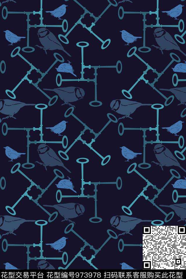 秋冬华亿平台抽象钥匙传统印花华亿平台下载（图片编号: 973978） - 瓦栏（Walan）