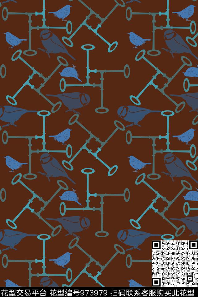 秋冬华亿平台抽象钥匙传统印花华亿平台下载（图片编号: 973979） - 瓦栏（Walan）