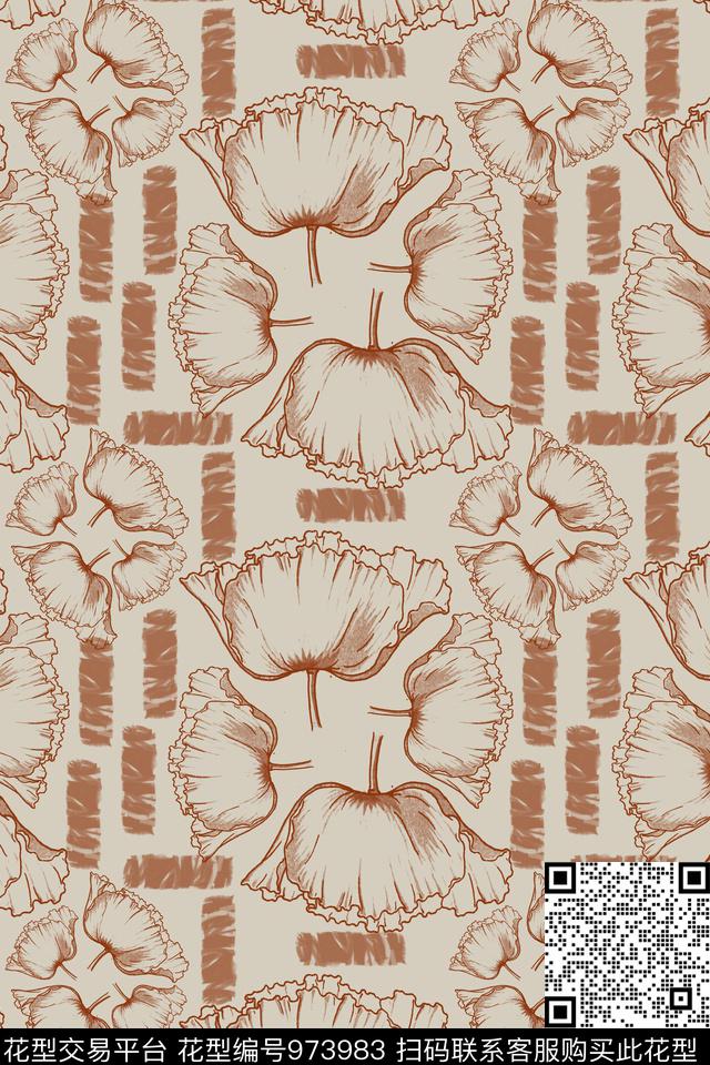 秋冬华亿平台抽象罂粟花数码印花华亿平台下载（图片编号: 973983） - 瓦栏（Walan）