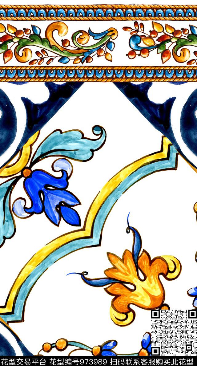 波西米亚地砖花纹数码印花华亿平台下载（图片编号: 973989） - 瓦栏（Walan）