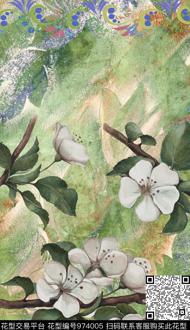 数码华亿平台花卉定位花数码印花华亿平台下载（图片编号: 974005） - 瓦栏（Walan）