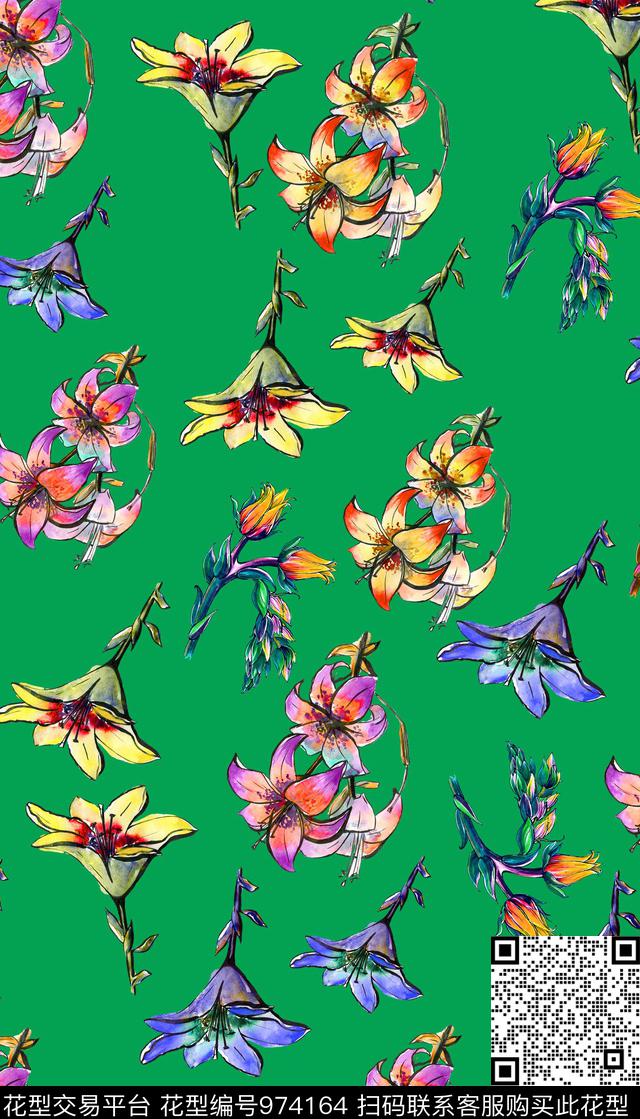 小碎花植物花卉数码印花华亿平台下载（图片编号: 974164） - 瓦栏（Walan）