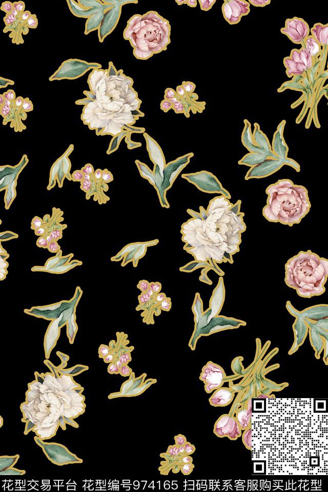 小碎花植物花卉数码印花华亿平台下载（图片编号: 974165） - 瓦栏（Walan）