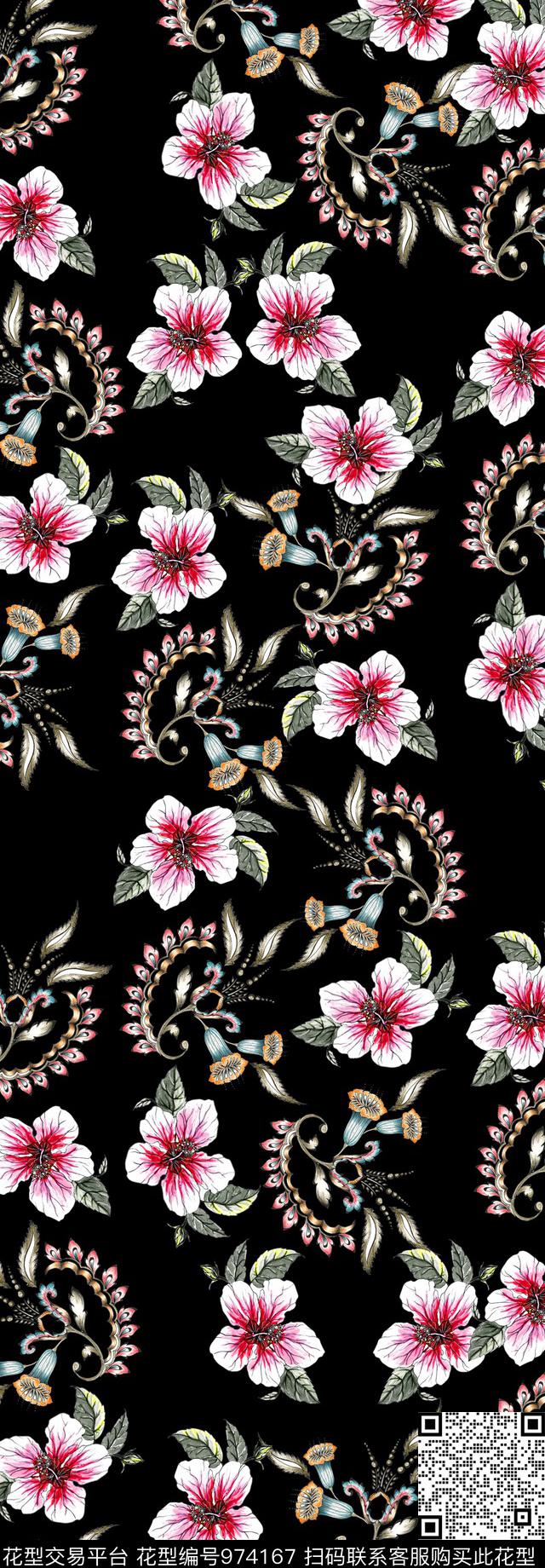 小碎花植物花卉数码印花华亿平台下载（图片编号: 974167） - 瓦栏（Walan）