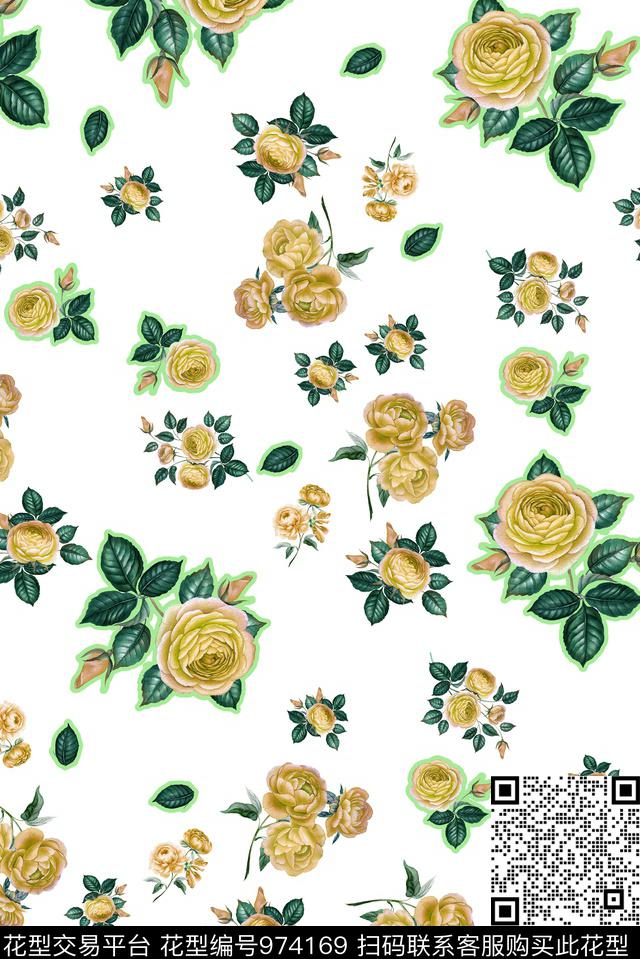 小碎花植物花卉数码印花华亿平台下载（图片编号: 974169） - 瓦栏（Walan）