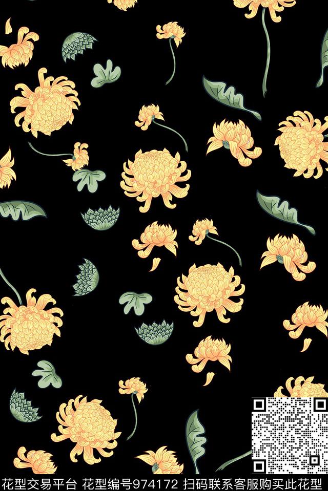 小碎花植物花卉数码印花华亿平台下载（图片编号: 974172） - 瓦栏（Walan）