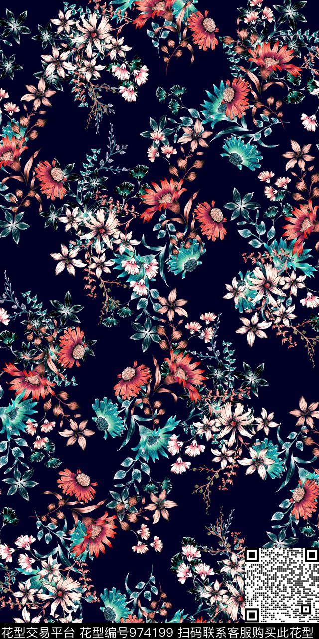 小碎花花卉3D立体数码印花华亿平台下载（图片编号: 974199） - 瓦栏（Walan）