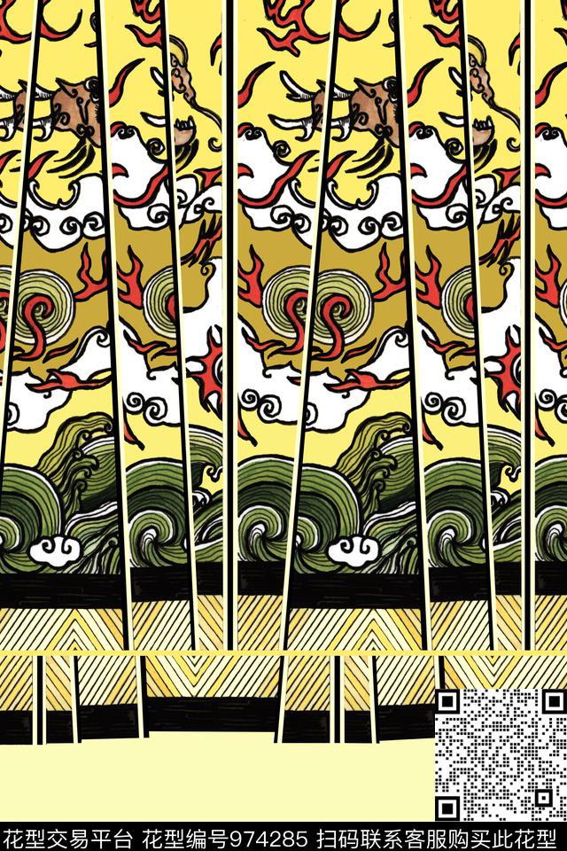 潮牌中国风龙数码印花华亿平台下载（图片编号: 974285） - 瓦栏（Walan）