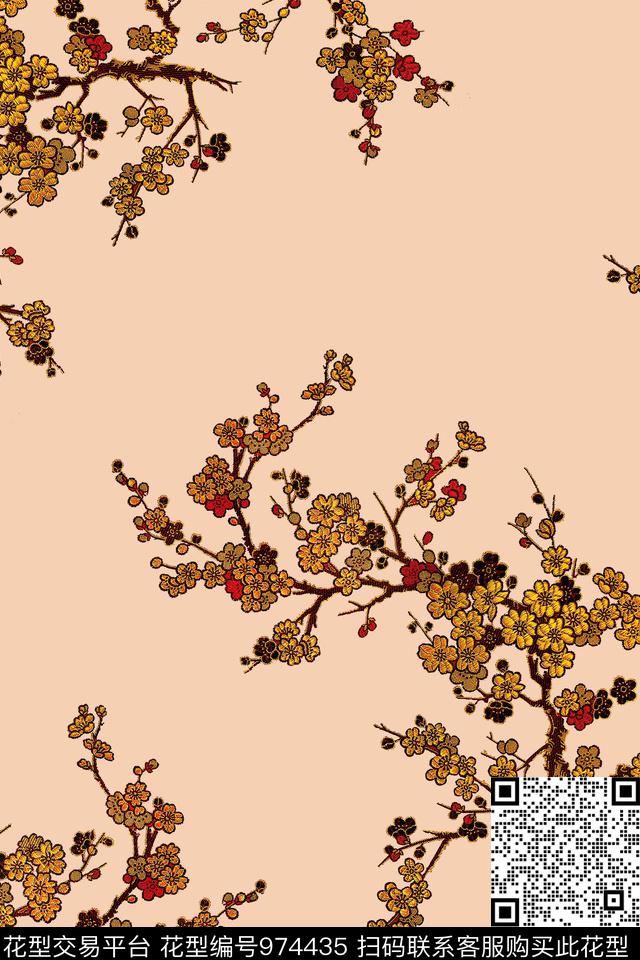 梅花绣花华亿平台旗袍数码印花华亿平台下载（图片编号: 974435） - 瓦栏（Walan）