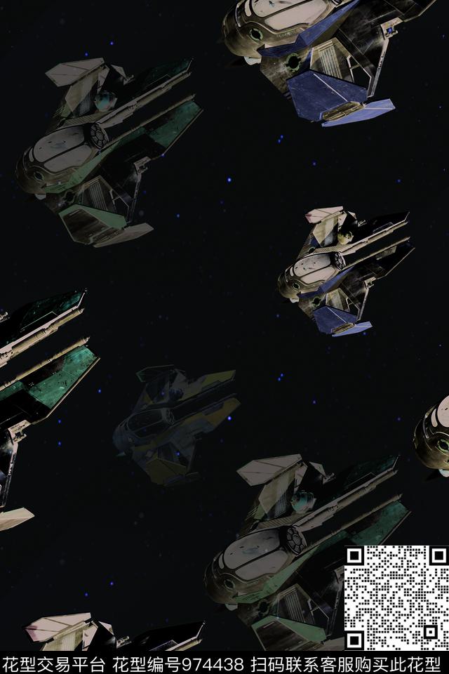 趣味飞船男装数码印花华亿平台下载（图片编号: 974438） - 瓦栏（Walan）