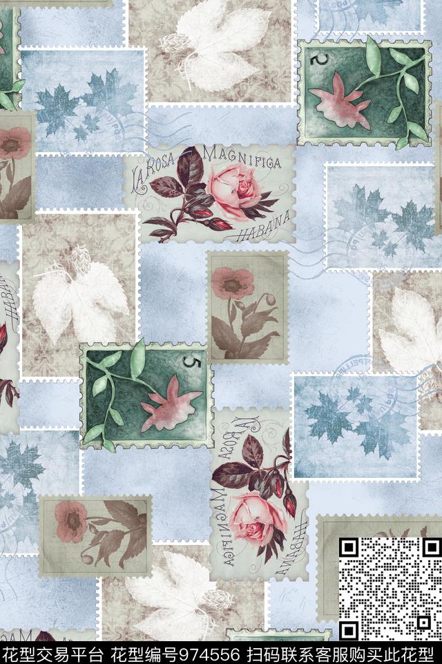 趣味肌理邮票数码印花华亿平台下载（图片编号: 974556） - 瓦栏（Walan）