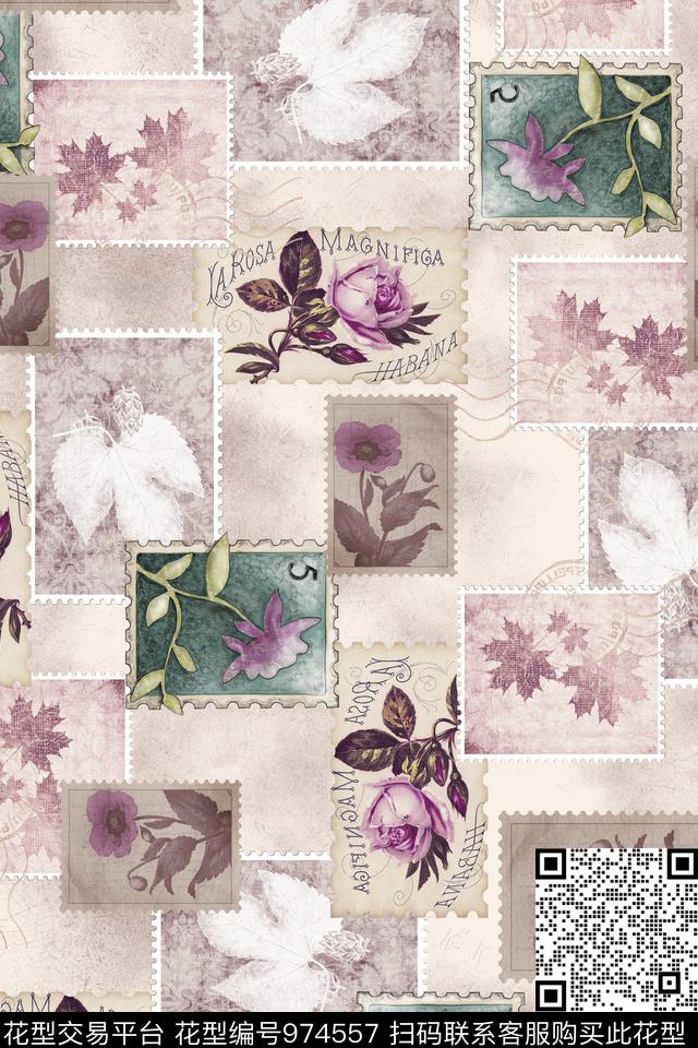 趣味肌理邮票数码印花华亿平台下载（图片编号: 974557） - 瓦栏（Walan）