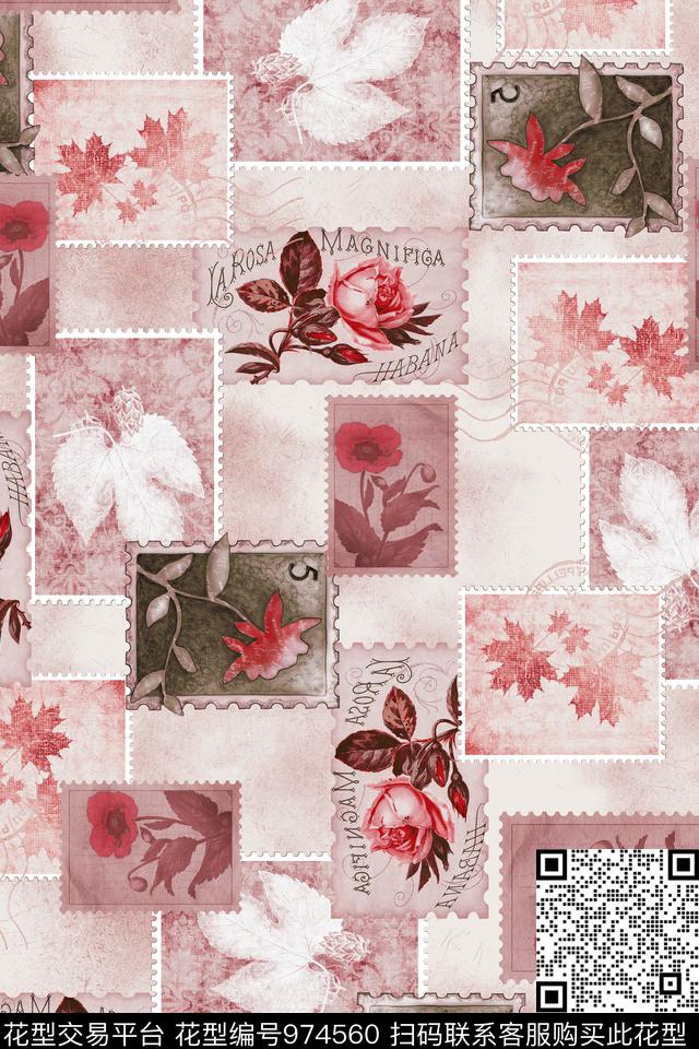 趣味肌理邮票数码印花华亿平台下载（图片编号: 974560） - 瓦栏（Walan）
