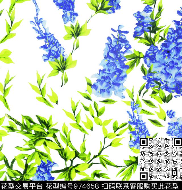 少女素雅民族花卉数码印花华亿平台下载（图片编号: 974658） - 瓦栏（Walan）