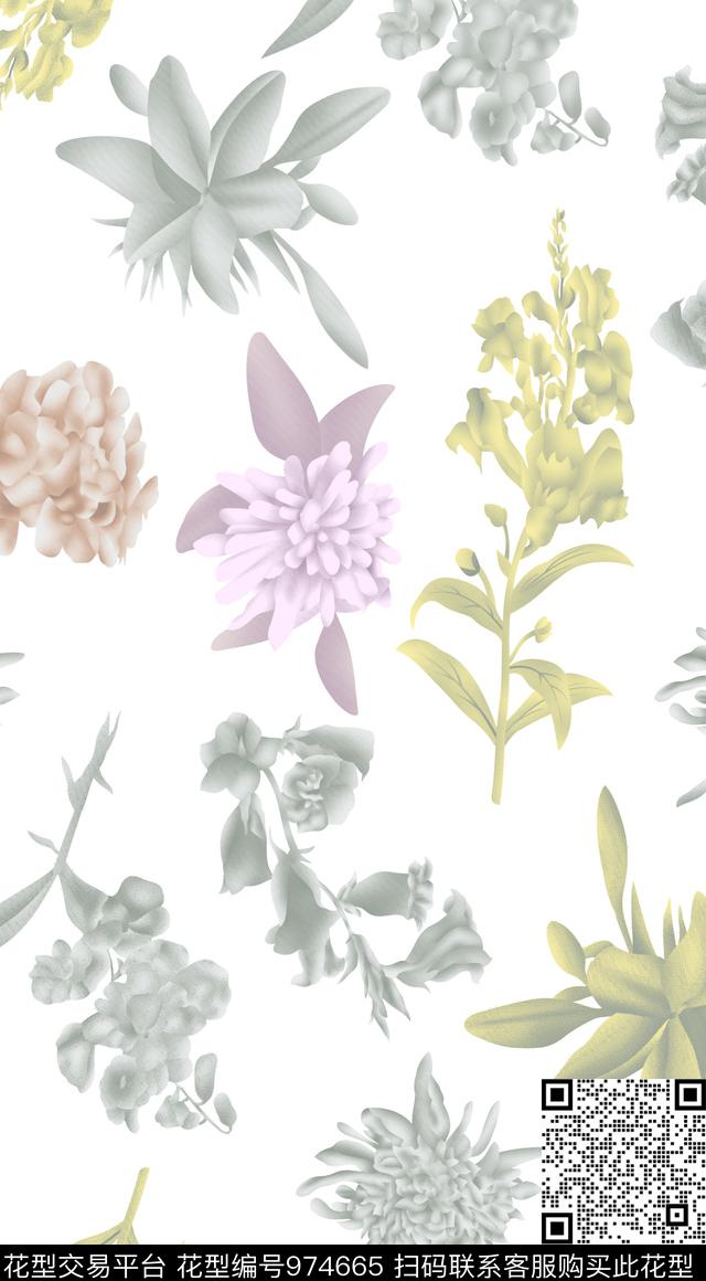 淑女花卉动物数码印花华亿平台下载（图片编号: 974665） - 瓦栏（Walan）