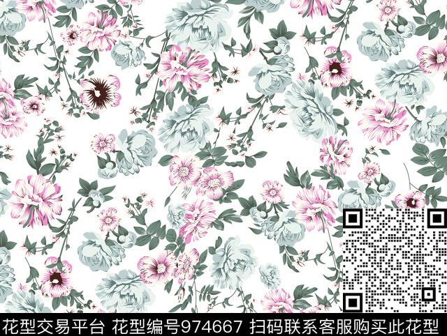 鲜花数码华亿平台小碎花数码印花华亿平台下载（图片编号: 974667） - 瓦栏（Walan）