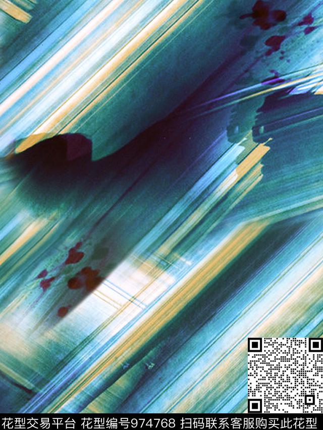 泼墨条纹肌理数码印花华亿平台下载（图片编号: 974768） - 瓦栏（Walan）